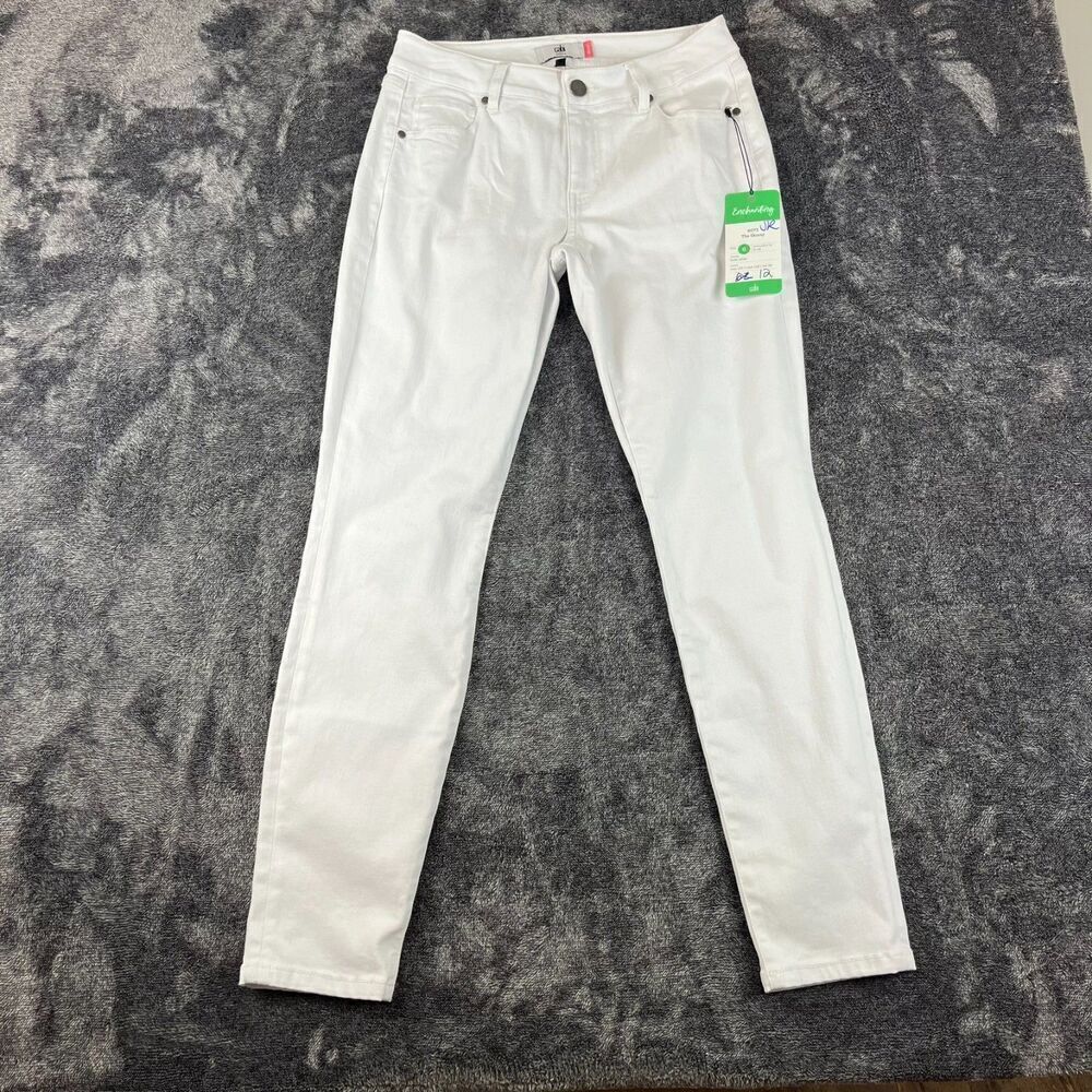 Cabi The Skinny Jeans White Women's 6 Mid Rise Stretch Spring 2022 NWT